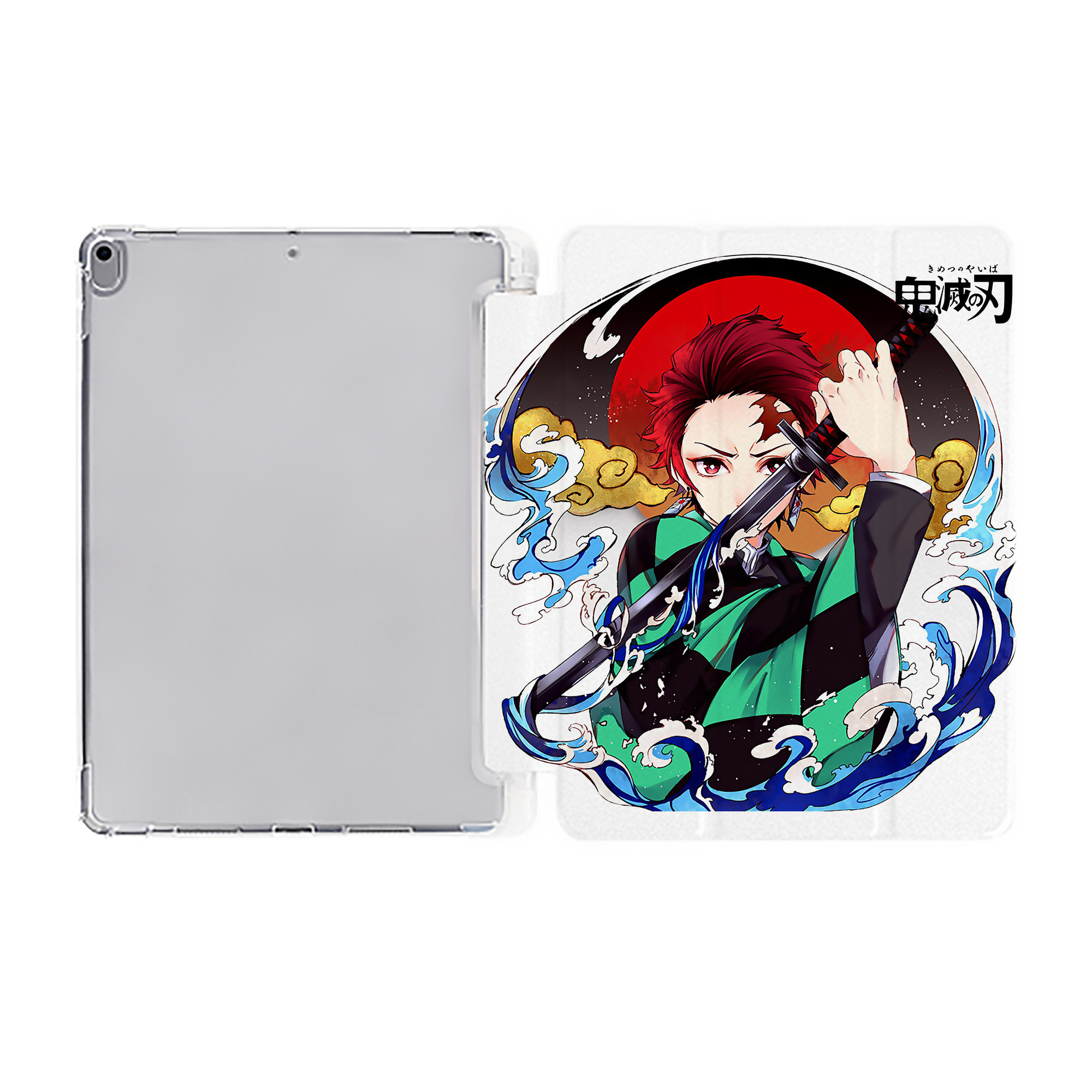 （画像用） 鬼滅の刃 竈門 炭治郎／かまど たんじろう Kamado Tanjirou IPad ケース ペン収納付き 三つ折りスタンド PUレザー×シリコン 対応機種9.5/10.5/10.9インチ